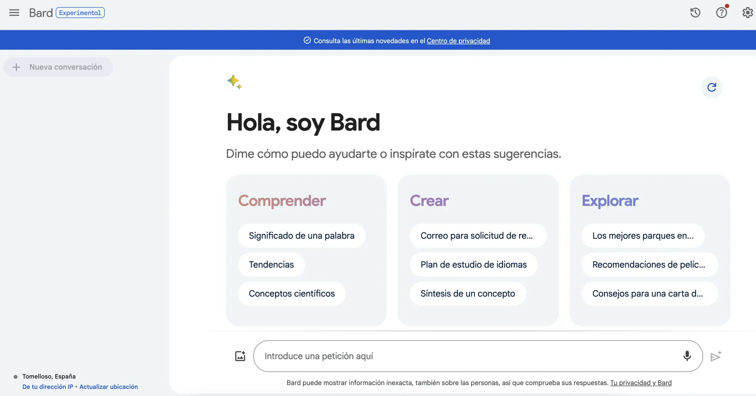 Bard, la herramienta de inteligencia artificial de Google.